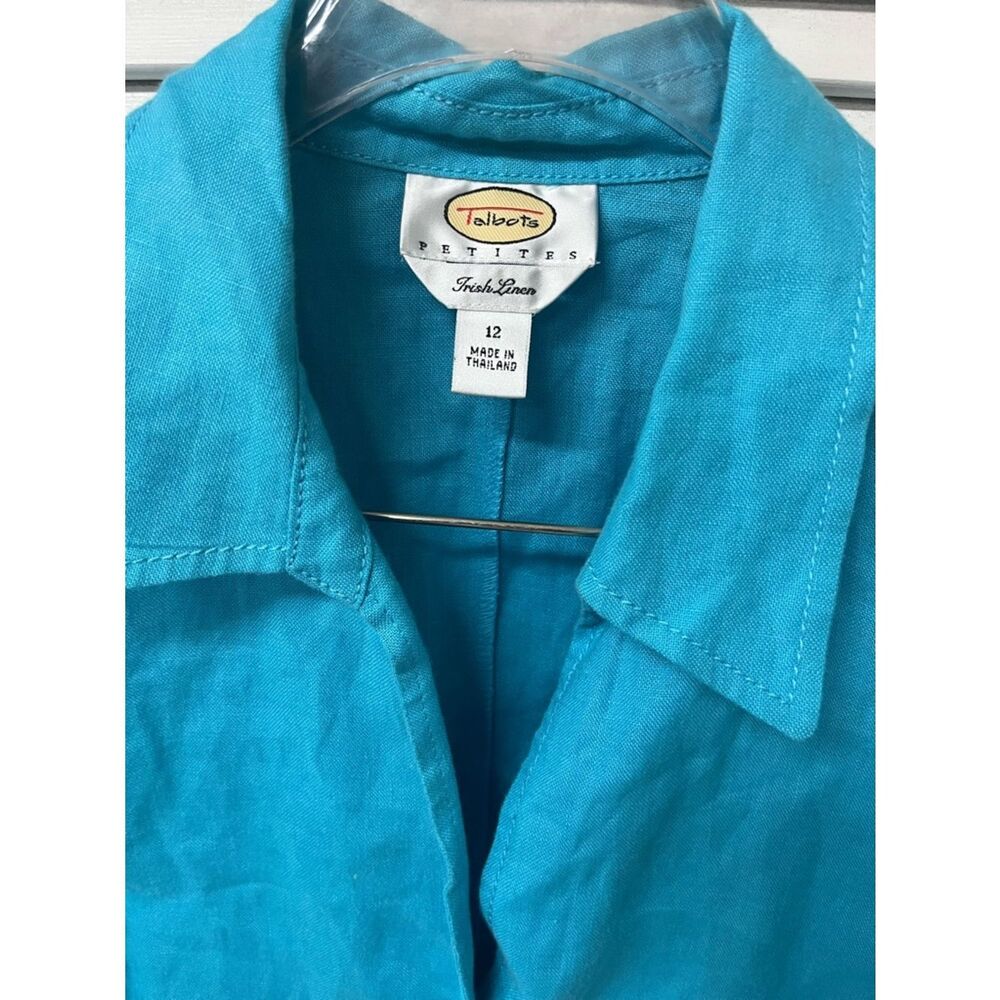 Talbots Turquoise Button-Front Linen Jacket sz12 - Picture 3 of 4